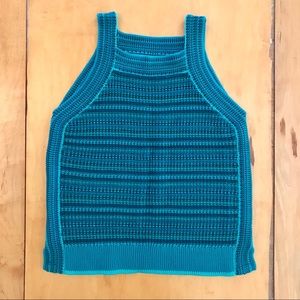 Ann Taylor blue striped cotton blend sweater M